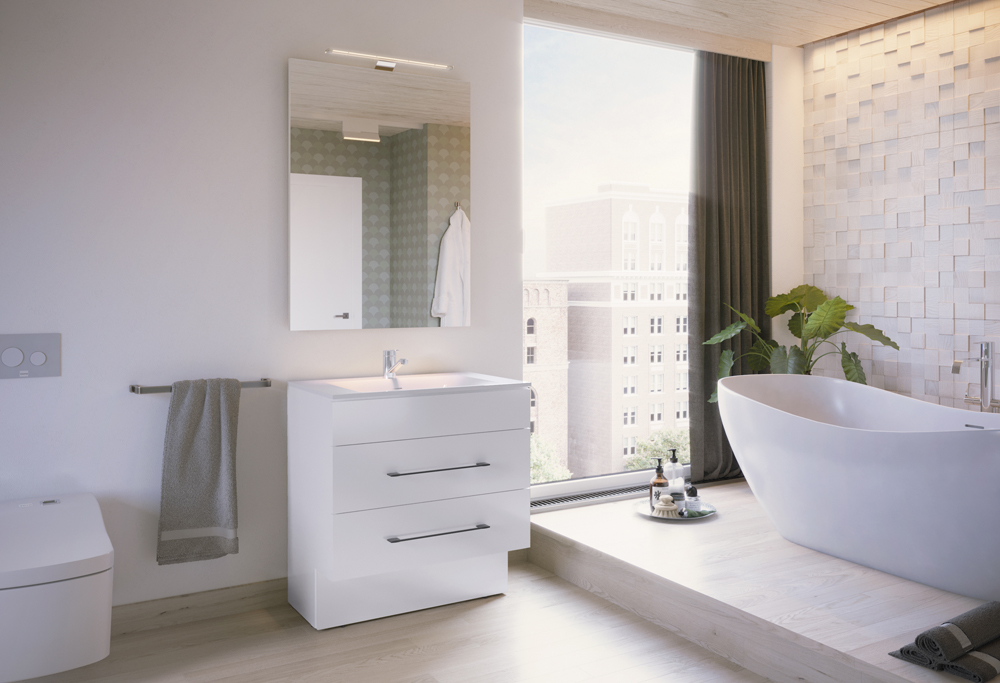 Meuble de salle de bains - LT-02 LINEA TIROIRS décor Blanc Brillant