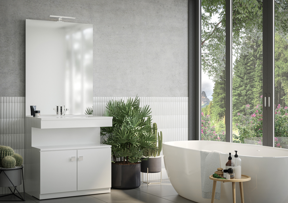 Meuble salle de bains - NECT PMR-01 NEC TOP PMR version petit meuble amovible sur roulettes décor Blanc Brillant